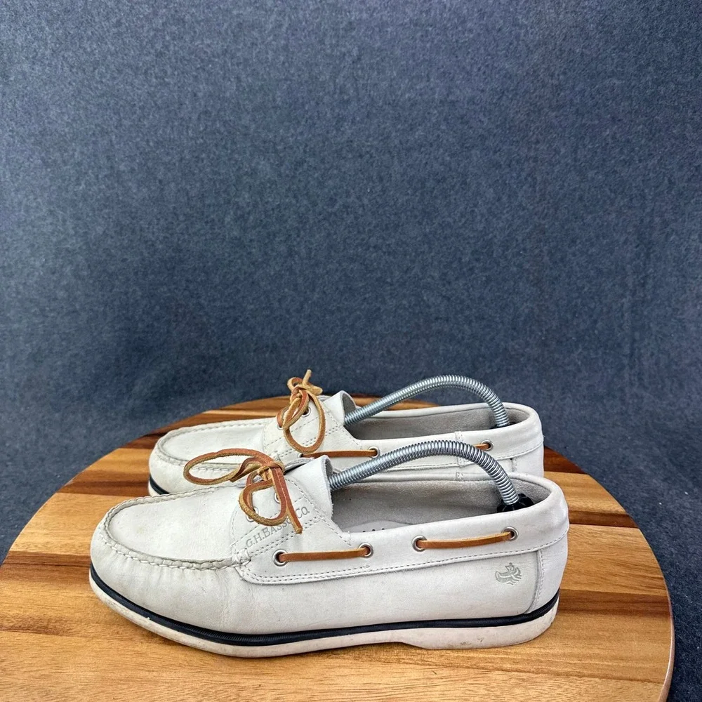 GH Bass White Leather Boat Shoes Mens Size 10M Heritage Collection T 049